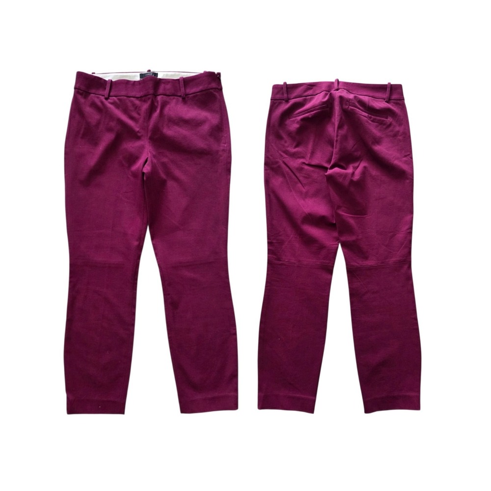 J.Crew Minnie Crop Pants Women 4 Burgundy Stretch Cotton Skinny Ankle NWT Career